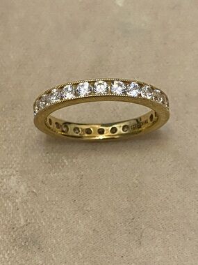 Gold Over Sterling Silver CZ Eternity Stacker Ring Size 11